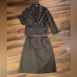 Rare Vintage 70s 80s Women's Skirt Suit Brown Polyester Knit SEARS Size 14 & 20